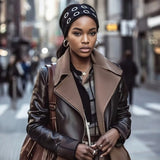 Bandeau cheveux EyeLoom porté avec une tenue casual chic urbaine.
