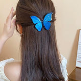Barrette cheveux élégante portée dans les cheveux d’une femme 